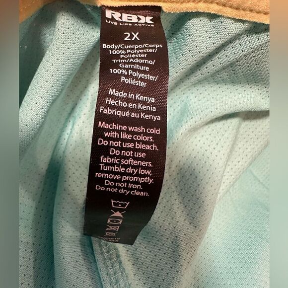 RBX Turquoise Blue Performance Short Sleeve Active Tee size 2X - Picture 3 of 3